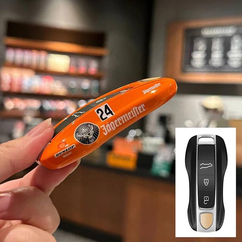 AABKW1 Lava Orange Car Key Case ABS Protective Fob Cover For Porsche Cayenne Macan Panamera 718 Taycan 911 Key Interior Accessories
