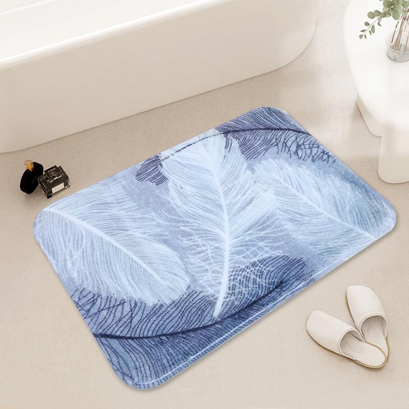 Artistic Pattern Bathroom Mat Feather Leaf Panda Abstract Designs Soft Non - Slip Rug for Bathroom Entryway Home Decor
