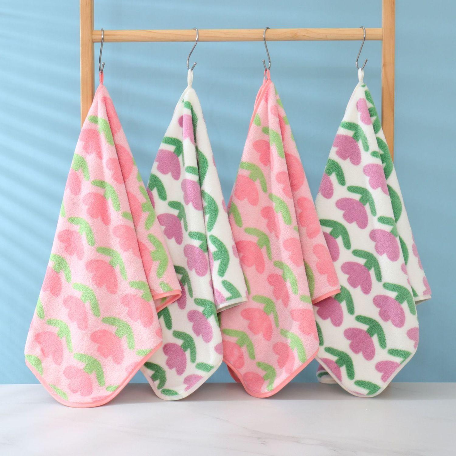 

Tulip Coral Fleece Towel Towel Dry Hair Cap Three Piece Set Cotton Soft Absorbent Quick Drying Towel Tulip Bath Towel [Pink]