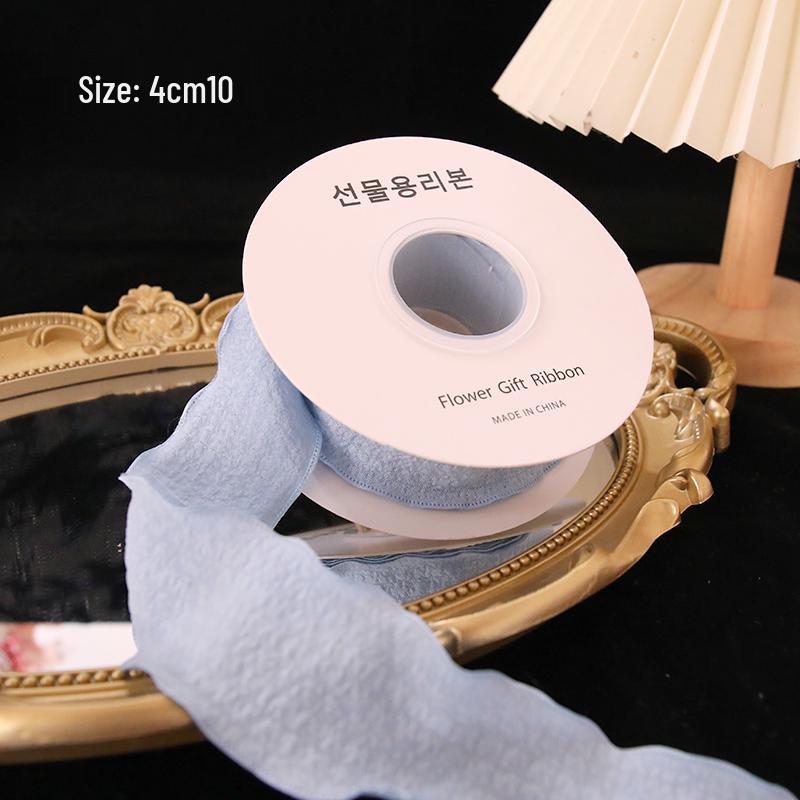 Pleated Silk Ribbon with Floral Ruffles for Gift Wrapping and Decorative Tying