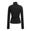 Bottom Tops Zipper Half Placket High Collar Long Sleeve Knitted Tops Solid Color Slim Fit Elastic Base Tops