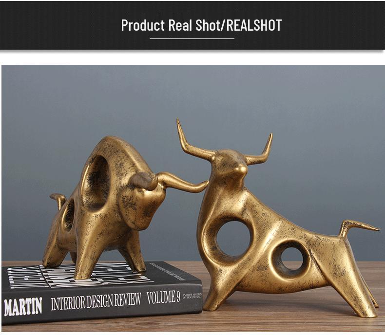 Light Luxury Abstract Cow Figurine: Wealth-Attracting Decor for Living Room, Wine Cabinet, or Office – Elegant Opening Gift