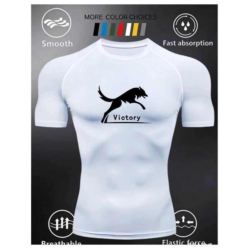 Men's Short Sleeve Compression T-Shirt Breathable Elastic Strength/Motivational Style Training Top