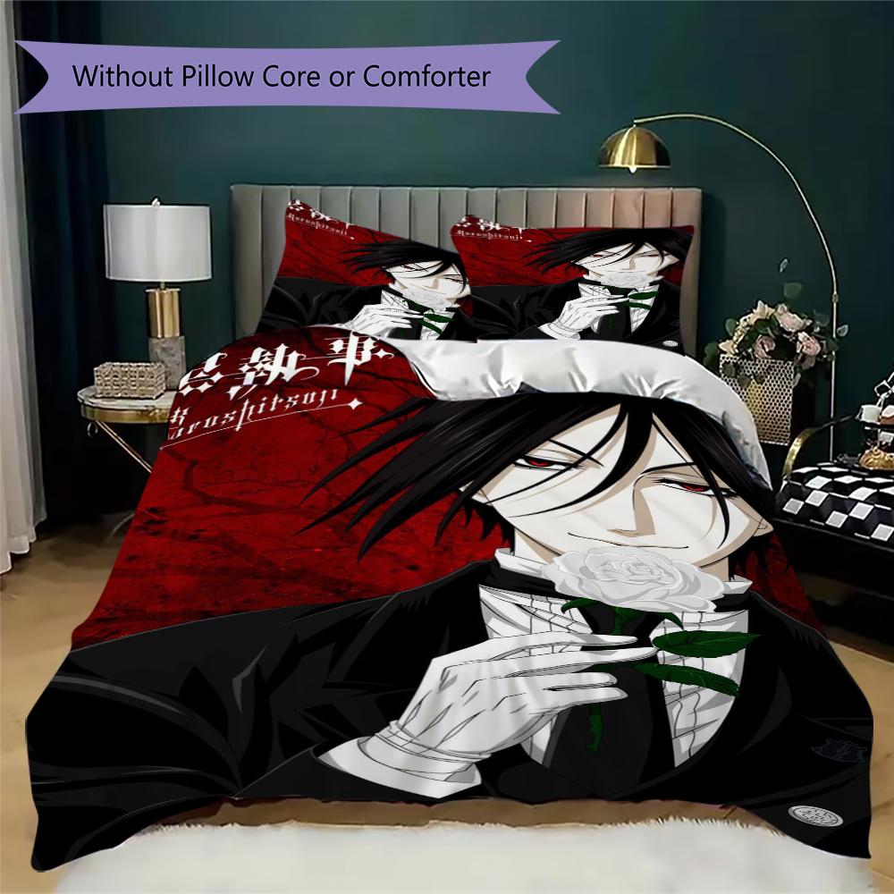 Set Copripiumino Trapuntato con Fantasia Black Butler Copripiumino Federa Decorazione per la Casa Regalo di Compleanno (1 * copripiumino + 2 * federe senza imbottitura)08