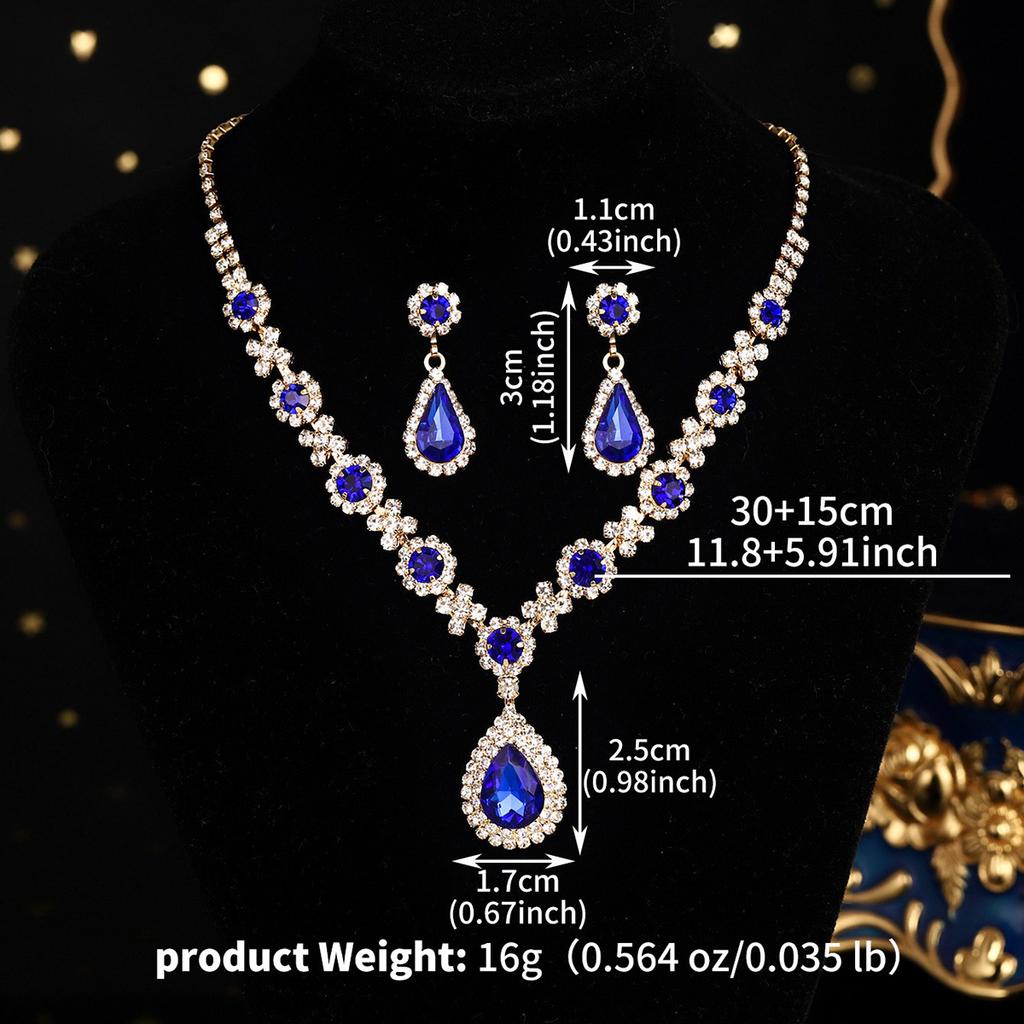 Bridal Wedding Necklace And Earrings Set Fashionable Claw Set Colorful Rhinestones Super Sparkling Banquet Jewelry Two Piece Set