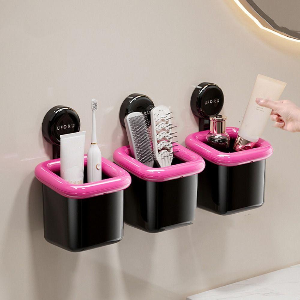 Multi-Functional Toothbrush Storage Rack Plastic Bathroom Shelf Storage Box  Bathroom