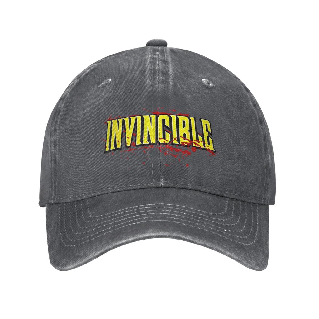 Cappellini da Baseball Invincible Bloody Logo Uomo Donna Cappelli Lavati in Denim Usurato Cartoni Animati Anime Cappellino Vintage da Esterno per Corsa Snapback
