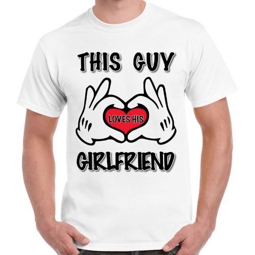 Valentines This Guy Loves His Girlfriend Anniversary Birthday Gift T Shirt 2414