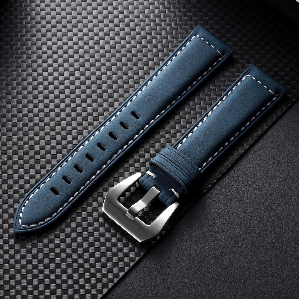 Genuine Leather Watch Band for Panerai Wrist Belt Vintage Matte Cowhide Strap Men Sports Bracelet Watchband 18mm 20mm 22mm 24mm
