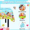 Avezano 3 Pcs Candyland Party Tablecloth Colorful Lollipop Table Covers Sweet Candy Land Birthday Party Baby Shower Supplies