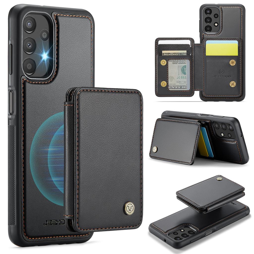 JEEHOOD J05 For Samsung Galaxy A13 4G Case Leather Mobile Cover with Detachable Magnetic Card Bag