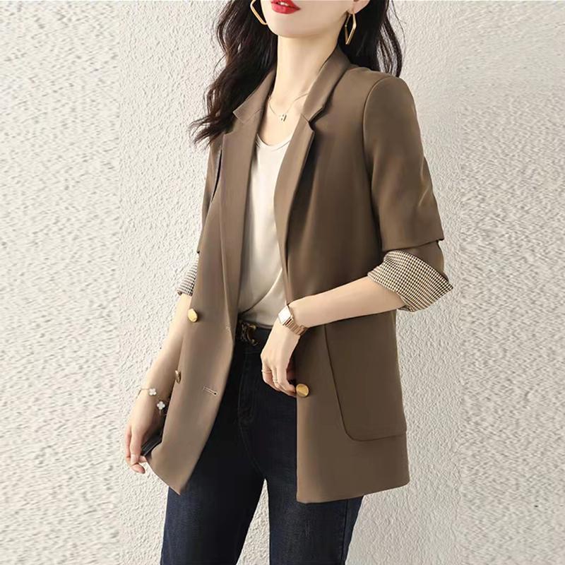 Spring and Autumn New Blazer Women's Casual Versatile Loose Design Top Solid Color Long-sleeved Suit