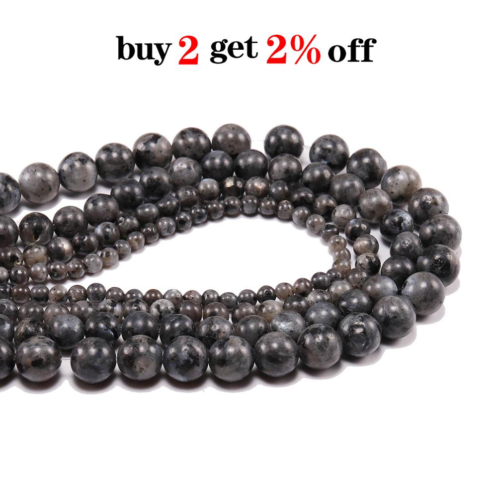 1 hebra/lote 4 6 8 10 12 mm labradorita Piedra Natural espectrolita negra cuentas espaciadoras sueltas redondas para fabricación de joyería DIY pulsera