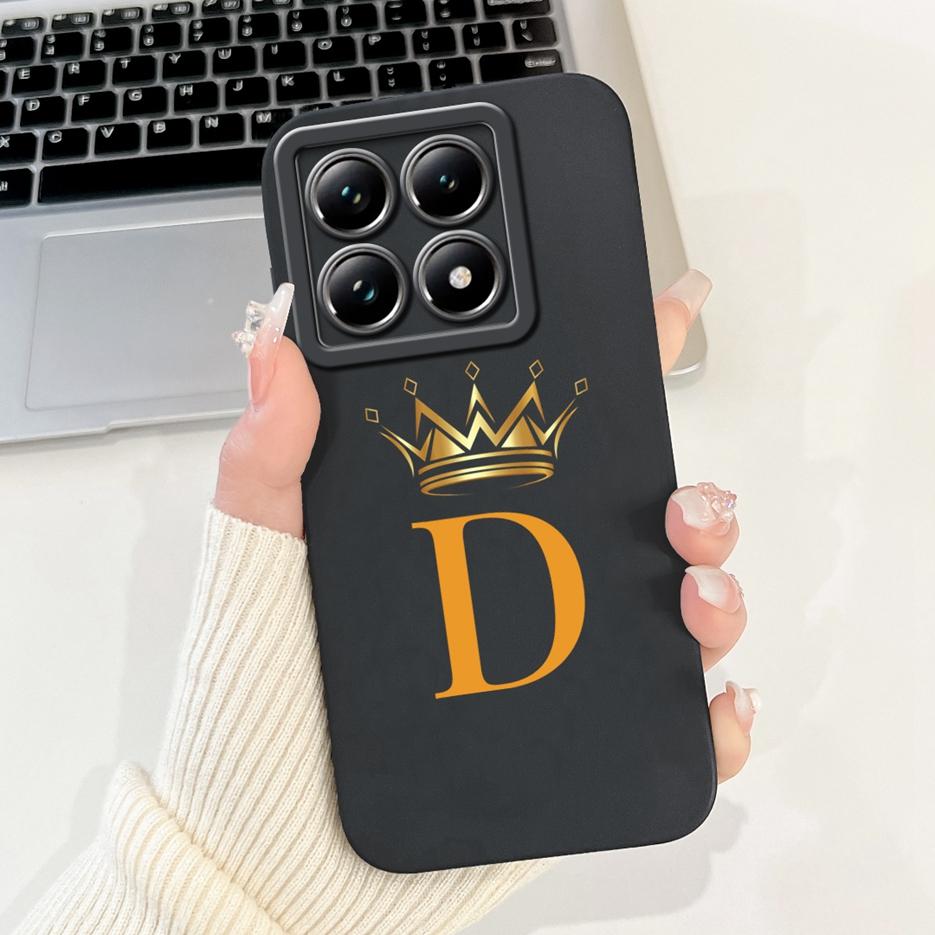 For Xiaomi Mi 14T Pro Cute Crown Letters Cover Soft Silicone Shockproof Phone Case For Xiaomi 14T Pro Mi14T 5G Shell 6.67'' Bags