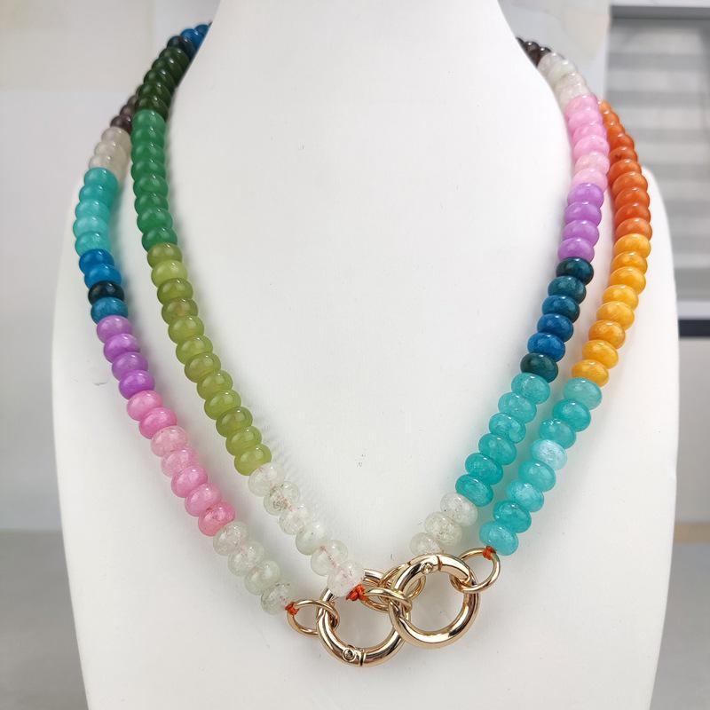 Women's Summer Crystal Rainbow Abacus Bead Necklace