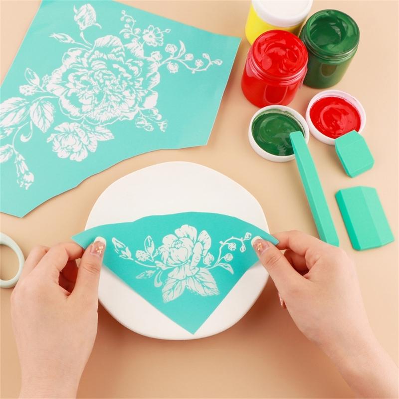 Heart Silkscreen Stencil Reusable Self-Adhesive Silk Screen Printing Fabric Wood