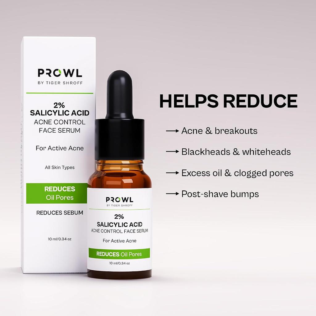PROWL By Tiger Shroff 2% Salicylic Acid Face Serum For Oily And Acne Prone Skin For Targeted Pore Clearing And Oil Control