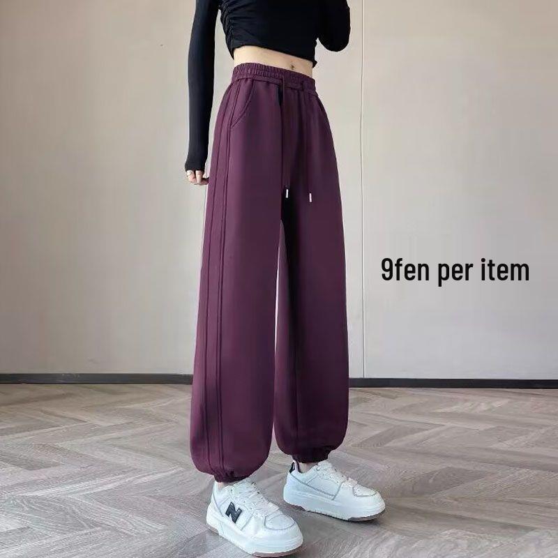 

Women s Plus Size Fleece-Lined Joggers: Autumn/Winter 2025 Slimming Loose Fit with Velvet Lantern Cuffs 3XL 170-195 lbs