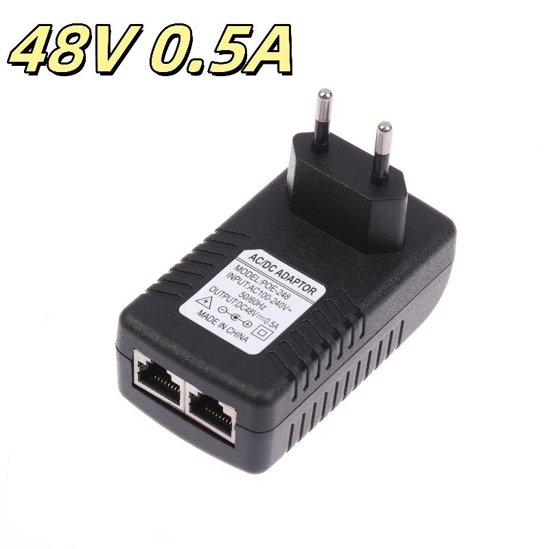 

1 шт. 12 В 1 А/48 В 0,5 А Вилка ЄС Адаптер живлення PoE для безпеки CCTV для IP-камери, PoE-комутатора та NVR-маршрутизатора 48V