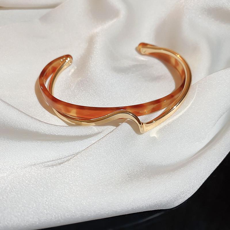 Gold Plated Zircon Titanium Steel Korean Minimalist Bangle | Versatile High-End Bracelet for Women