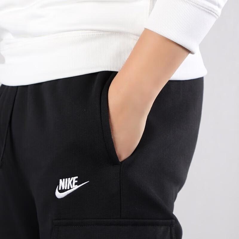 Nike Hanorac cu șnur brodat cu logo, cu buzunare multiple și pantaloni lungi Set sport casual Bărbați, pantaloni negri 916271-010+CD3130-010