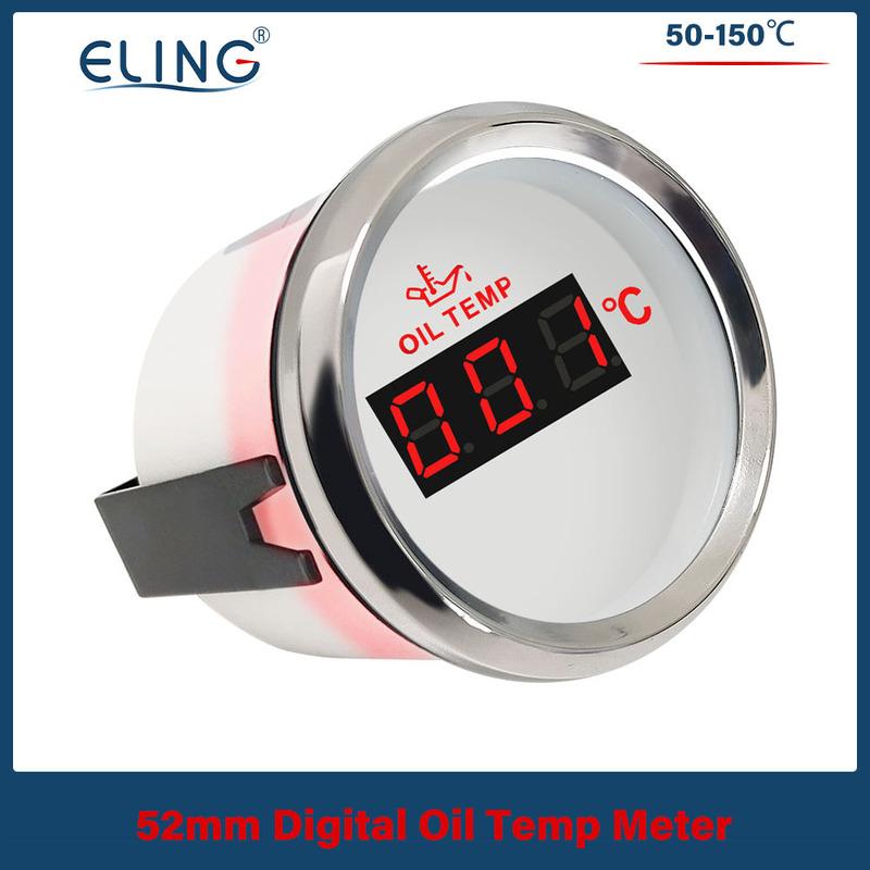 ELING 52mm (2'') Engine Oil Temp Gauge Temperature 50-150℃ with Red Backlight for Motorcycle Truck Vessels 12V 24V