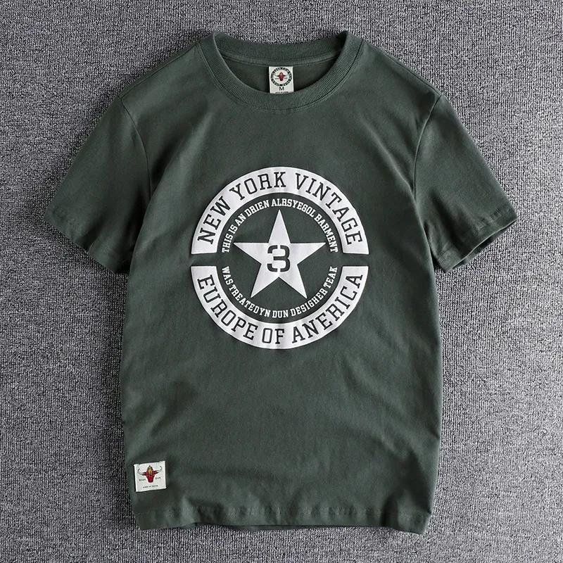 Men s Summer Letter Print Short-Sleeve T-Shirt Youthful Washed Comfort Crew Neck Casual T-Shirt XXXL зелёный 1930₽