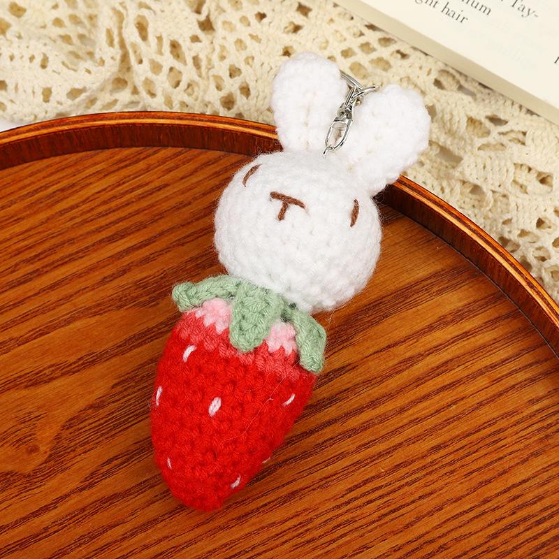 Creative Animals Keychain Hand Knitted Small Pendant Room Decor Handmade Wool Knitted Rabbit Sheep Keychain Christmas Gifts