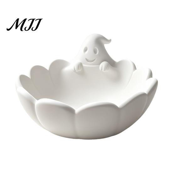 Desktop Tidying Tray Ghost Petal Tray, 3D Printed Cute Spooky Desk Organizer for Small Unique Jewelry Items, Cartoon Ring And Earring Holder,
