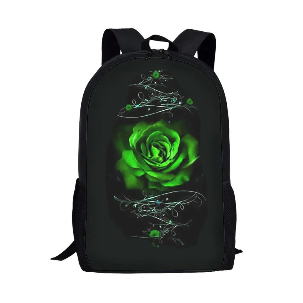 Gothic Rose Pattern School Bags for Girls Teenager Shoulder Backpack Trend College Student Casual Women Travel Bag