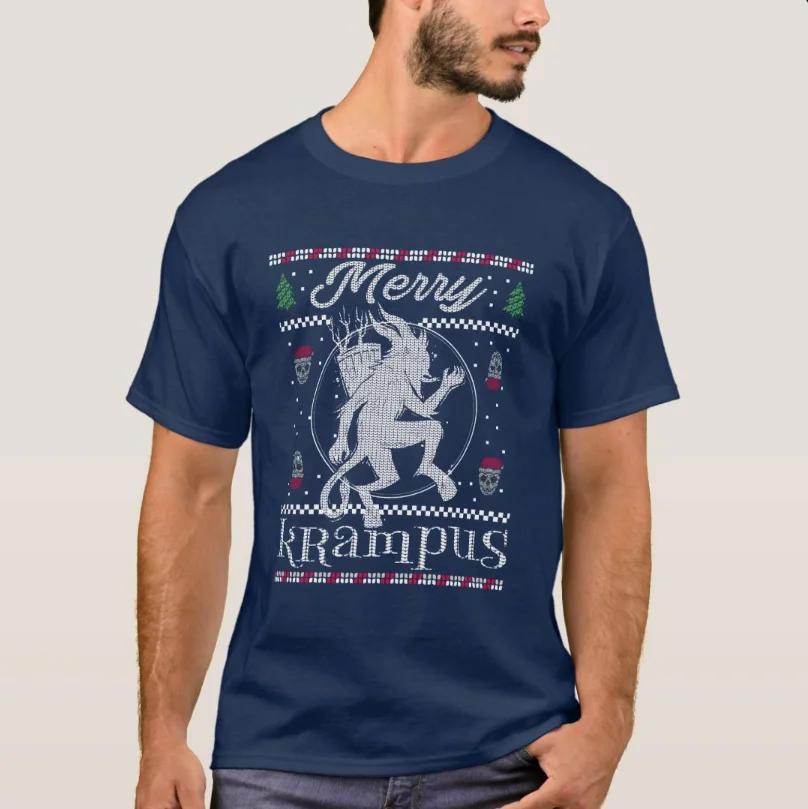 

Merry Krampus Xmas Horror Ugly Christmas Sweater T-Shirt 100% Cotton O-Neck Summer Short Sleeve Casual Mens T-shirt Size S-3XL 4XL
