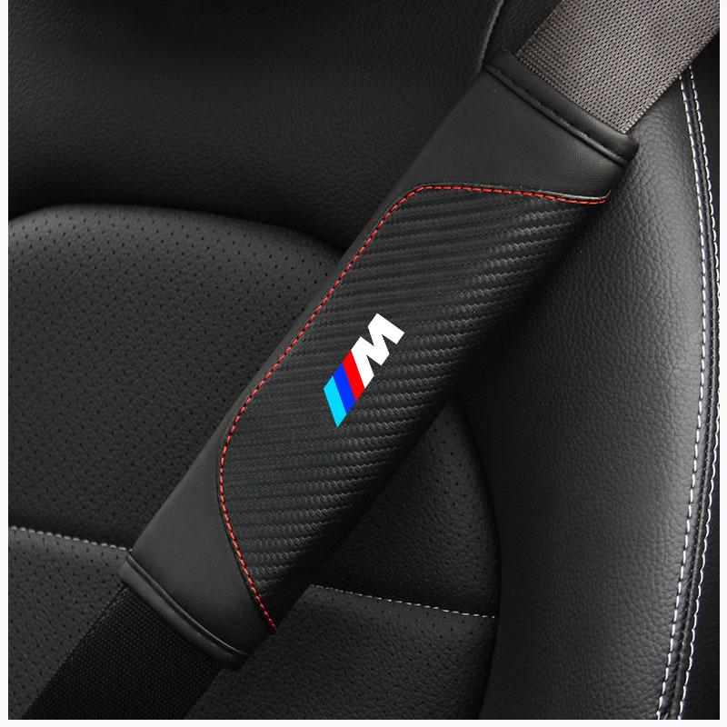 2Pcs Leather Car Seat Belts Cover Shoulder Pad For BMW M X1 X3 X4 X5 E46 E90 F20 E60 E39 F10 M1 M2 M3 M5 M6 E87 Auto Accessories GQ8