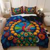 Mexican Peacock Pattern Duvet Cover Set With 2 Pillowcases - Four Seasons Home Dorm Comforter Cover High-Definition Print