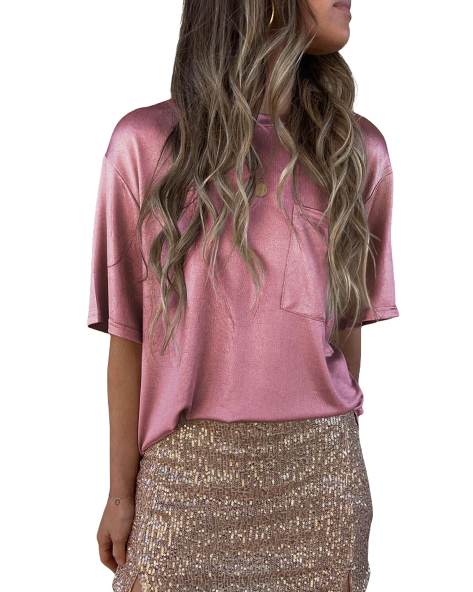 

Azura Exchange Loose Fit Short Sleeve T-Shirt S рожевий