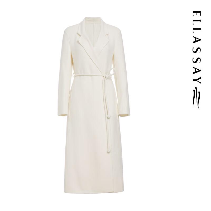 ELLASSAY Women's Lamb Wool Belted Long Coat