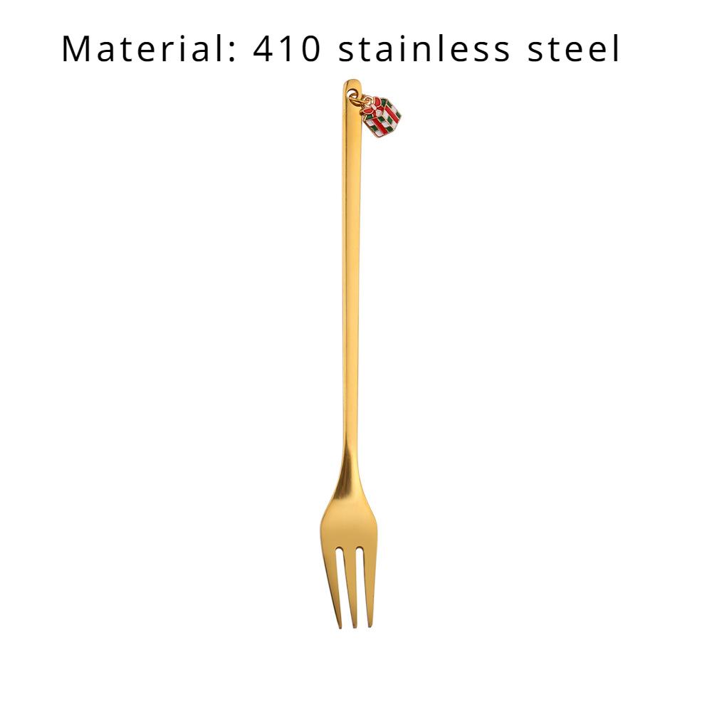 HANYANG Stainless Steel Christmas Dessert Spoon and Fork Gift Set Fruit Fork Father Christmas Coffee Spoon Hotel Household Tableware