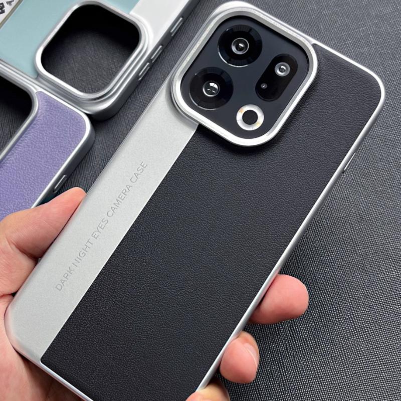 For OPPO Find X9 Pro Case Hard Business Luxury Leather Anti Fall Metal Lens Protect Cover For Find X9 Shell Shockproof Bumper
