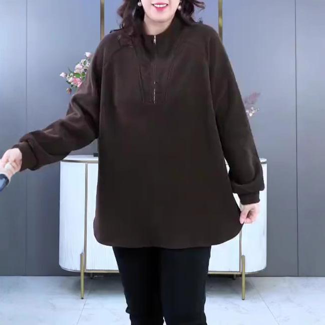 2024 Herbst/Winter Koreanischer Stil Übergröße Fleecegefüttertes Lockeres Sweatshirt für Damen