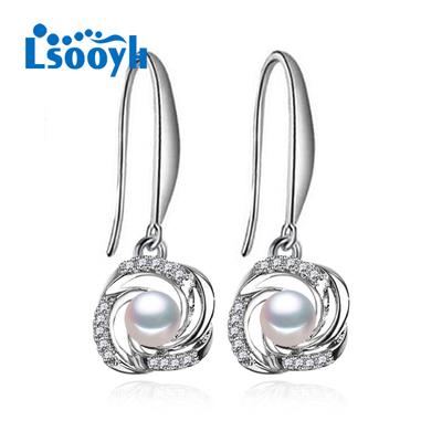 LSOOYH Natuurlijke Zoetwaterparel Oorbellen Voor Vrouwen Mode Schattige Bloem Stud Oorbellen Parel Sieraden Meisjes Verjaardagscadeau