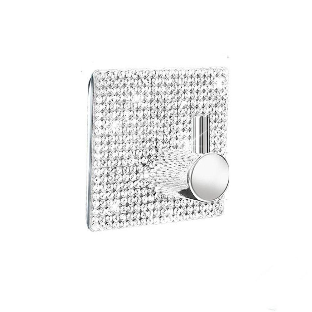 4pcs Punch Free Wall Hook Strong Adhesive Square /Round Bathroom Door Hook Single Hook Wall Mounted Towel Hanger Hook Clothe Bag