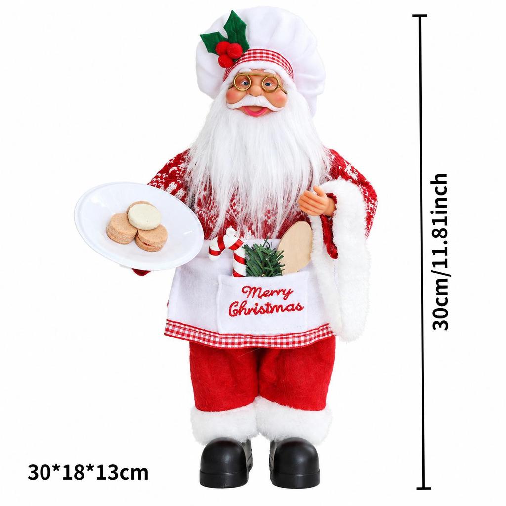 Santa Claus Chef Doll Ornament - Christmas Figure for Home or Window, Festive New Year Decoration