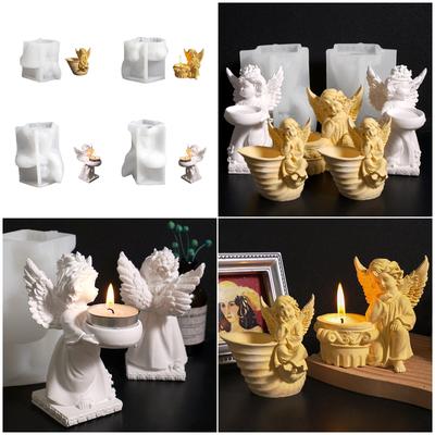 Portacandele Angelo Creativo Stampo in Silicone Per Gioielli Fai da Te Artigianato in Resina E Piante Succulente Decorazioni