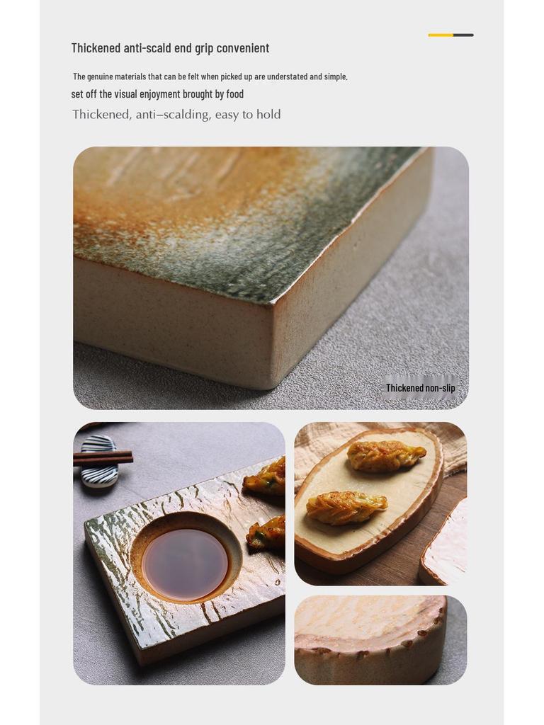 Japanese Minimalist Ceramic Plate for Sushi and Dumplings - Exquisite Underglaze Design