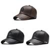 Outdoor Winter Cap For Seniors With Windproof Pu Leather Earmuff Baseball Hat With Adjustable Fit