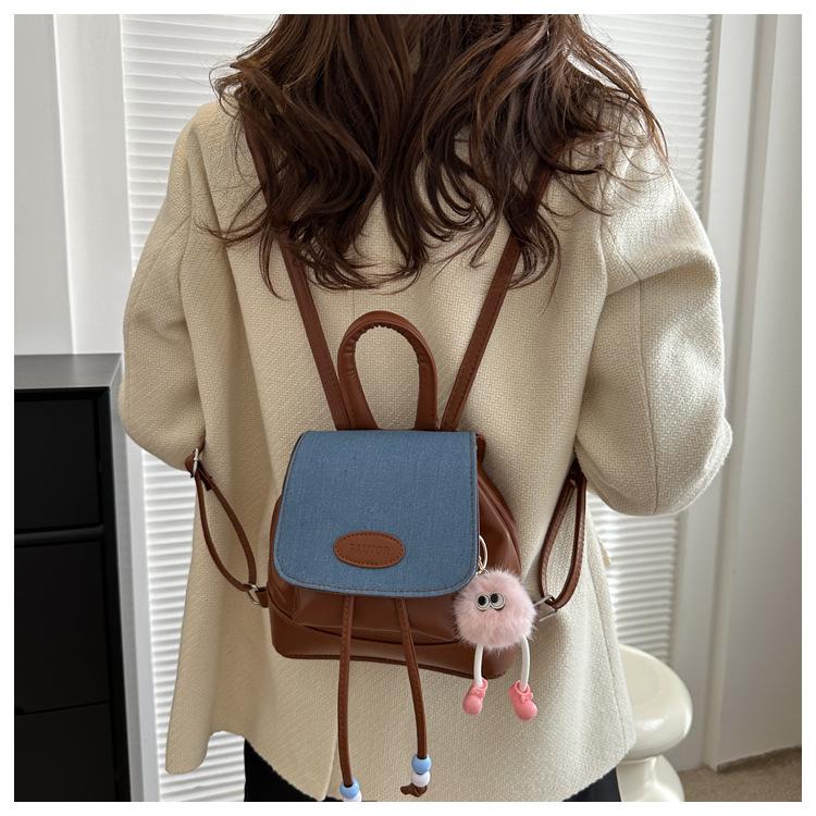 Women's Faux Leather Backpack New Retro Style Commute Bag Dual Shoulder Handbag Versatile Bookbag