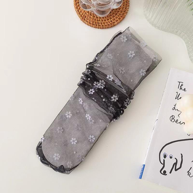Summer Fairy Socks Yarn With Bow Mesh Socks Japanese Mesh Thin Stack Socks Flower Stockings Woman