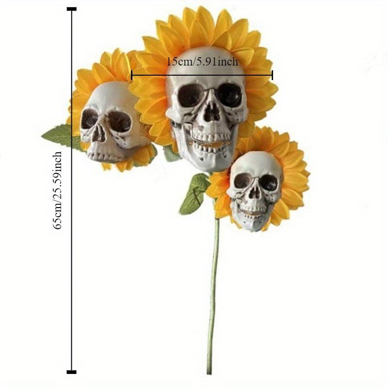 1pc Creepy Skull Sunflower Flowers Skull Festival Art Craft Garden Decoration Simulation Flower Ornaments Halloween Decorations