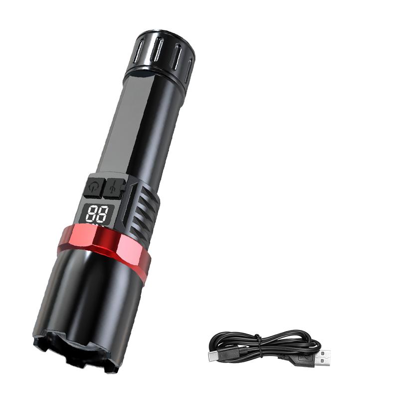 High Power LED Flashlight Powerful USB C Rechargeable Tactical Zoom Flashlight with 3 Gear Outdoor Camping Hiking Fishing Torch