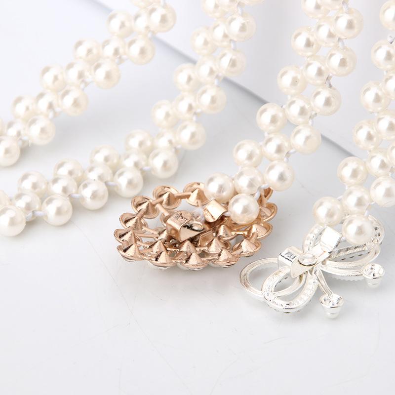 Damen Perlen Taillenkette, Koreanische Version Wasserdiamant Perlenverzierter Gürtel, Modisches und Süßes Kleid, Elastischer Gürtel für Damen
