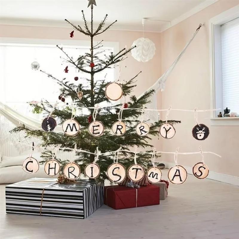 10Pcs Wedding Party Decorations Christmas Ornaments Natural Round Wood Sliced Home Decorate Tea Cup Insulation Mat DIY Crafts